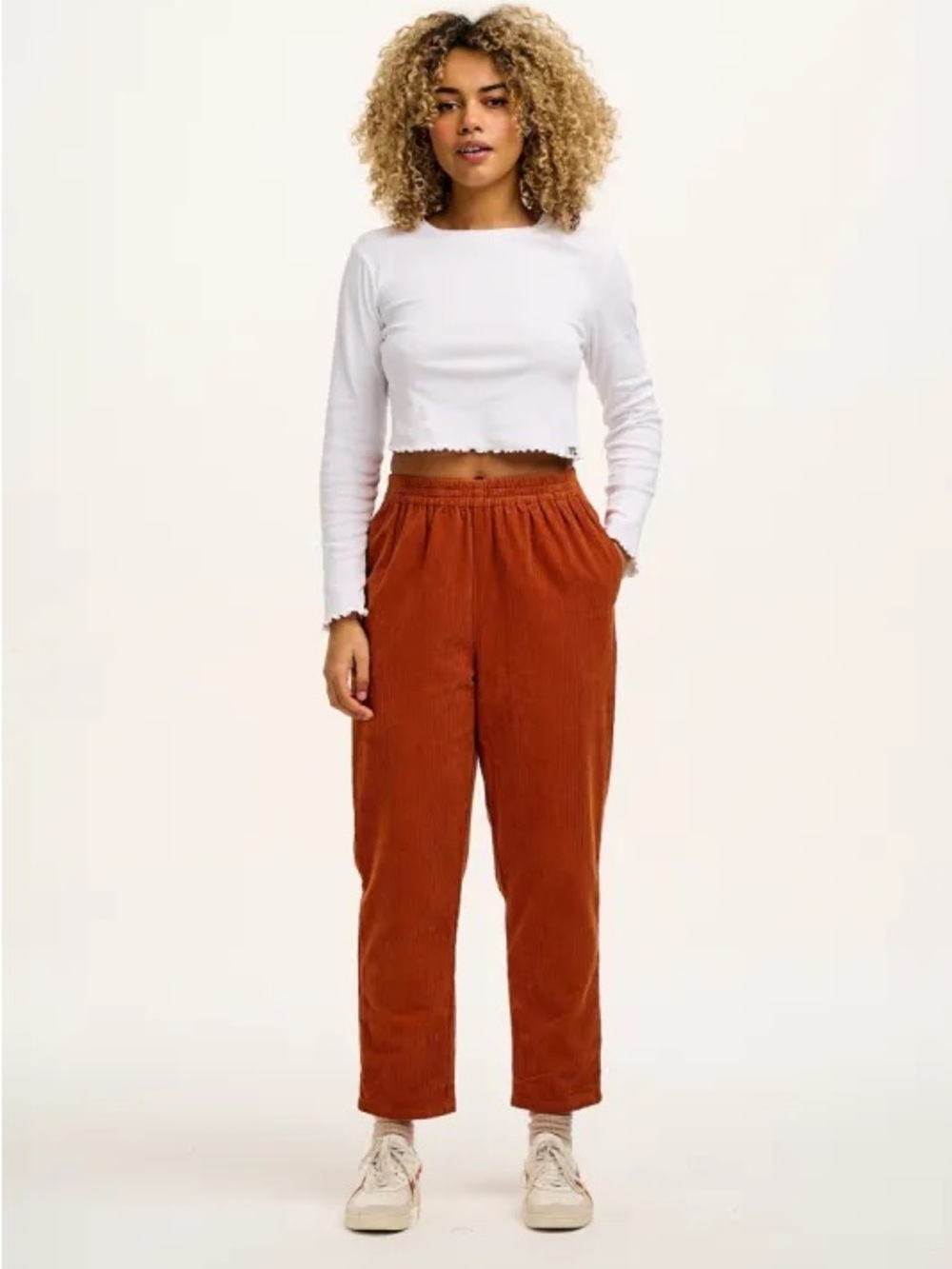 Lucy & Yak Billie Corduroy Trousers Relaxed Fit Burnt Orange Red Clay S NWOT